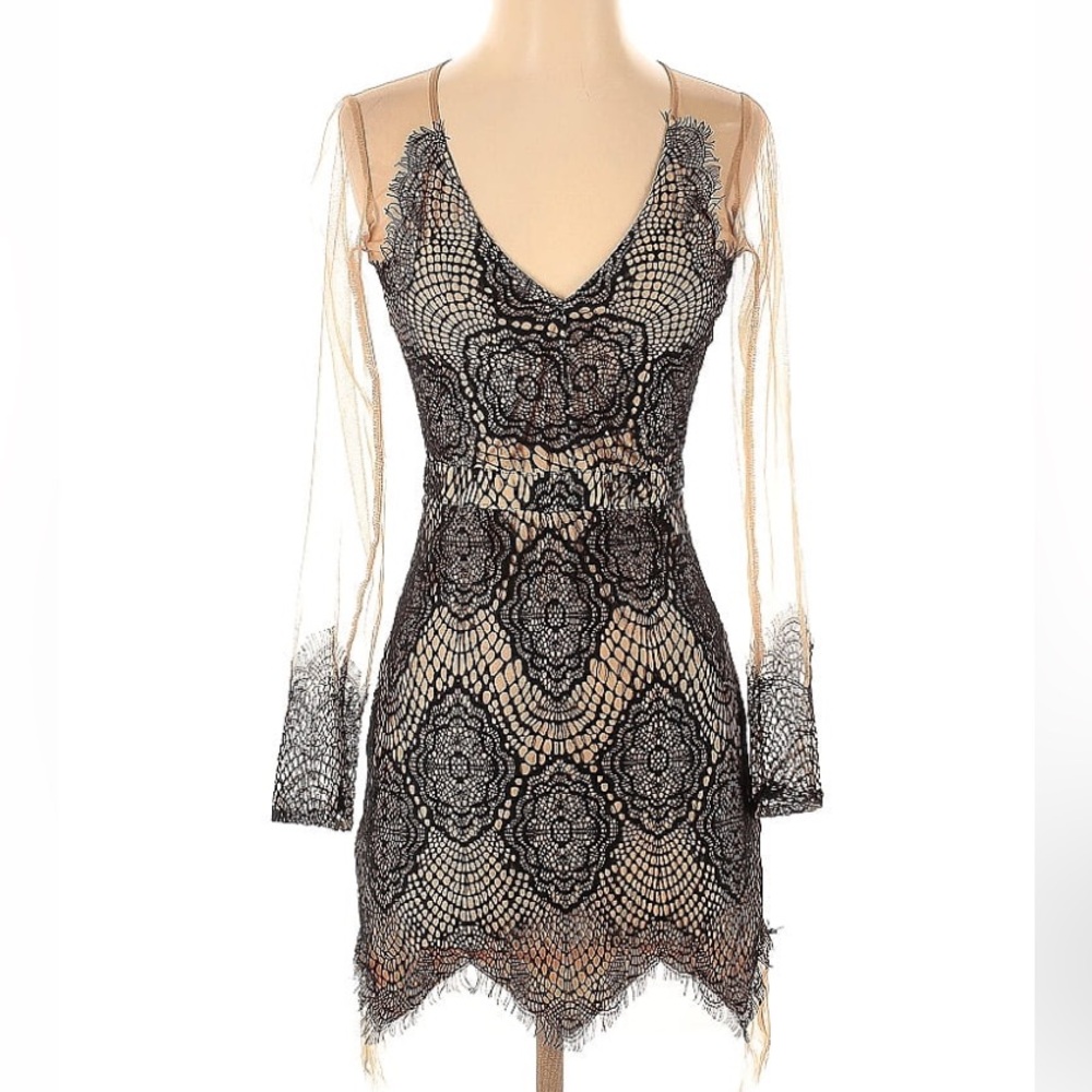 Sheer lace cocktail dress